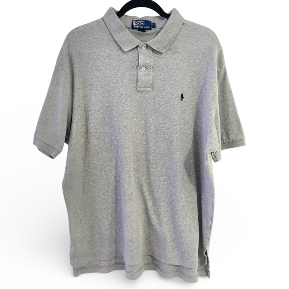 Polo Ralph Lauren Polo Shirt Mens XL Gray Cotton Pony Logo Short Sleeve preppy